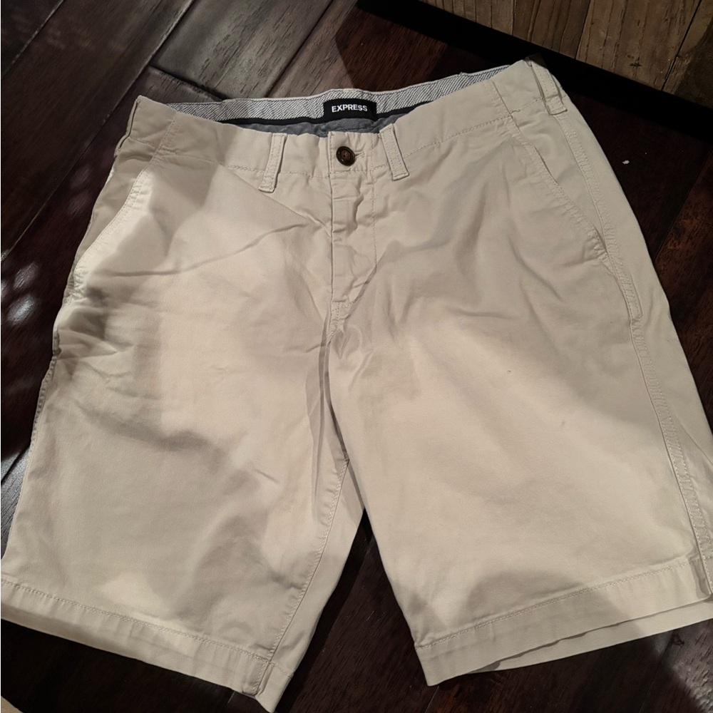 Express Men's Beige Flat Front Shorts